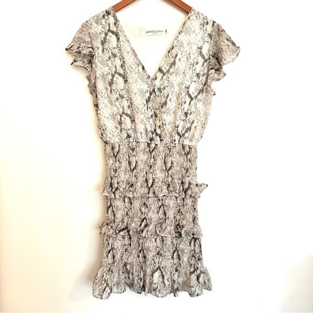 Pants Store Snakeskin Smocked Ruffle Fitted Mini Dress Size Medium